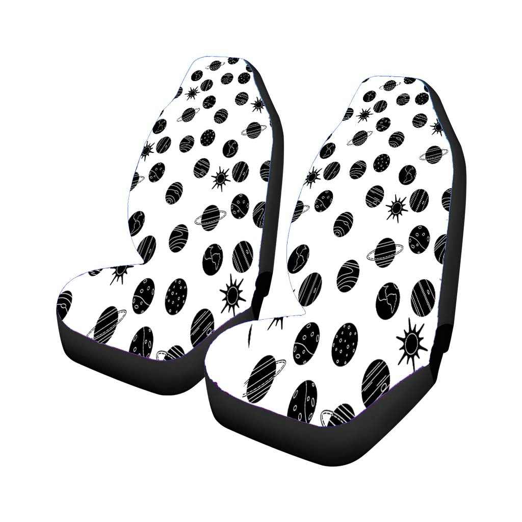 Black White Planet Pattern Doodle Rear Car Seat Covers