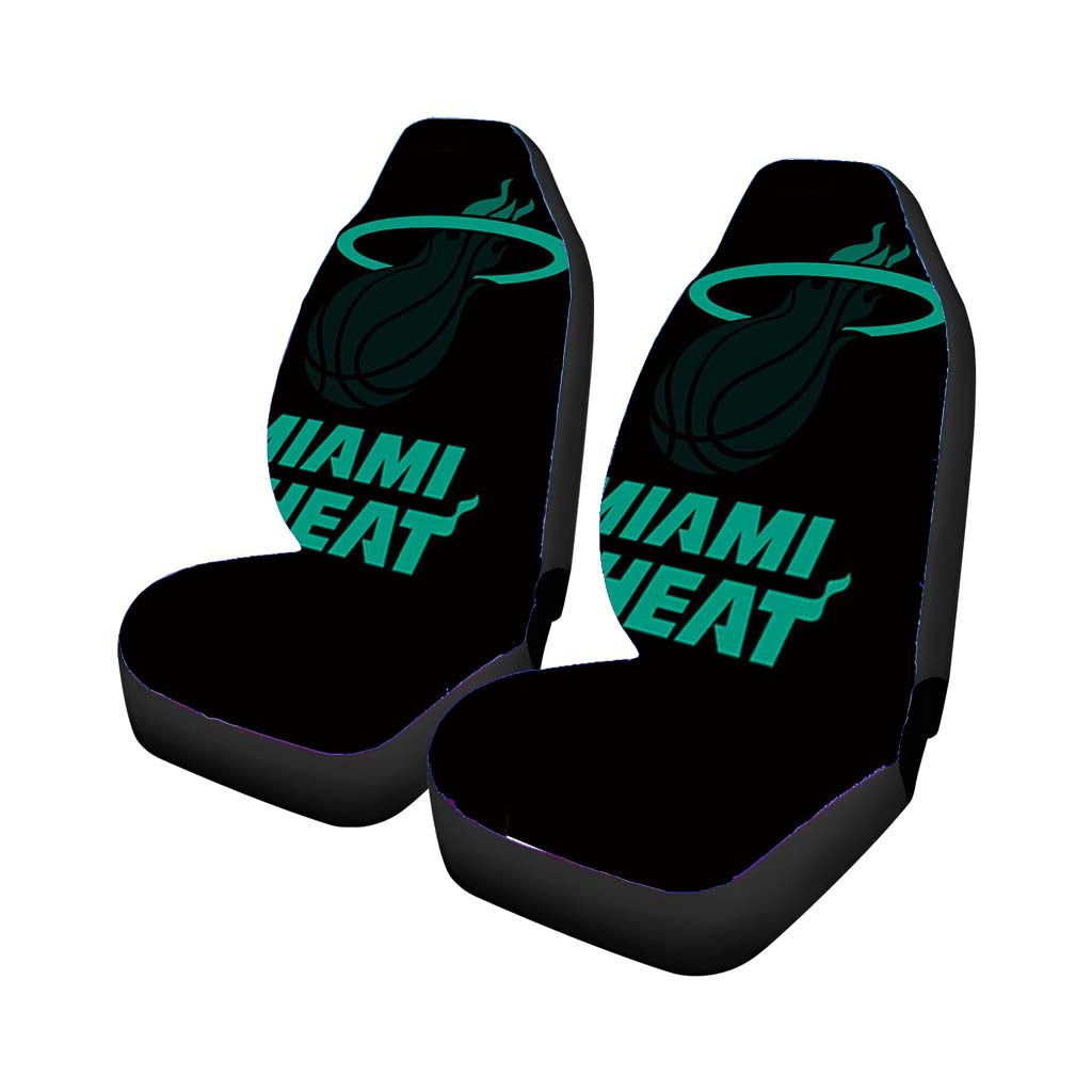 Blue Black Miami Heat Rear Car Seat Covers
