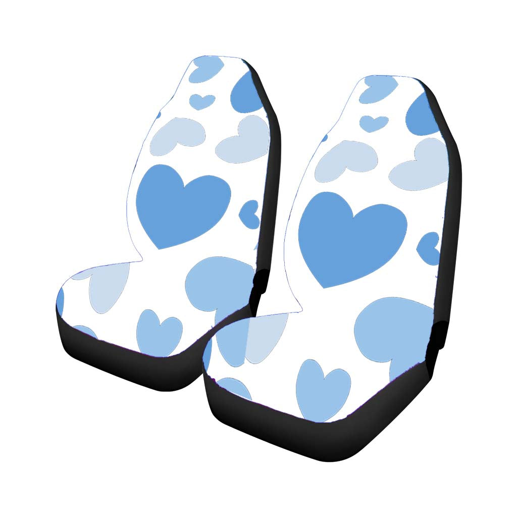 Blue Pattern Of Heart Rear Car Seat Covers