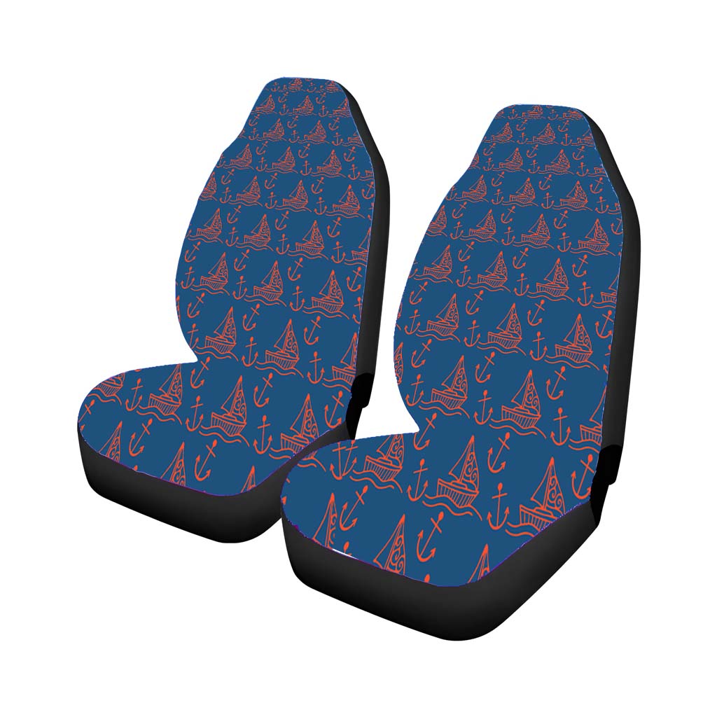 Blue Peach Sailor Ship Pattern Rear Car Seat Covers