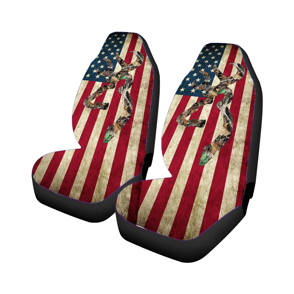 Browning Deer Real Tree Camo Usa Flag Rear Car Seat Covers