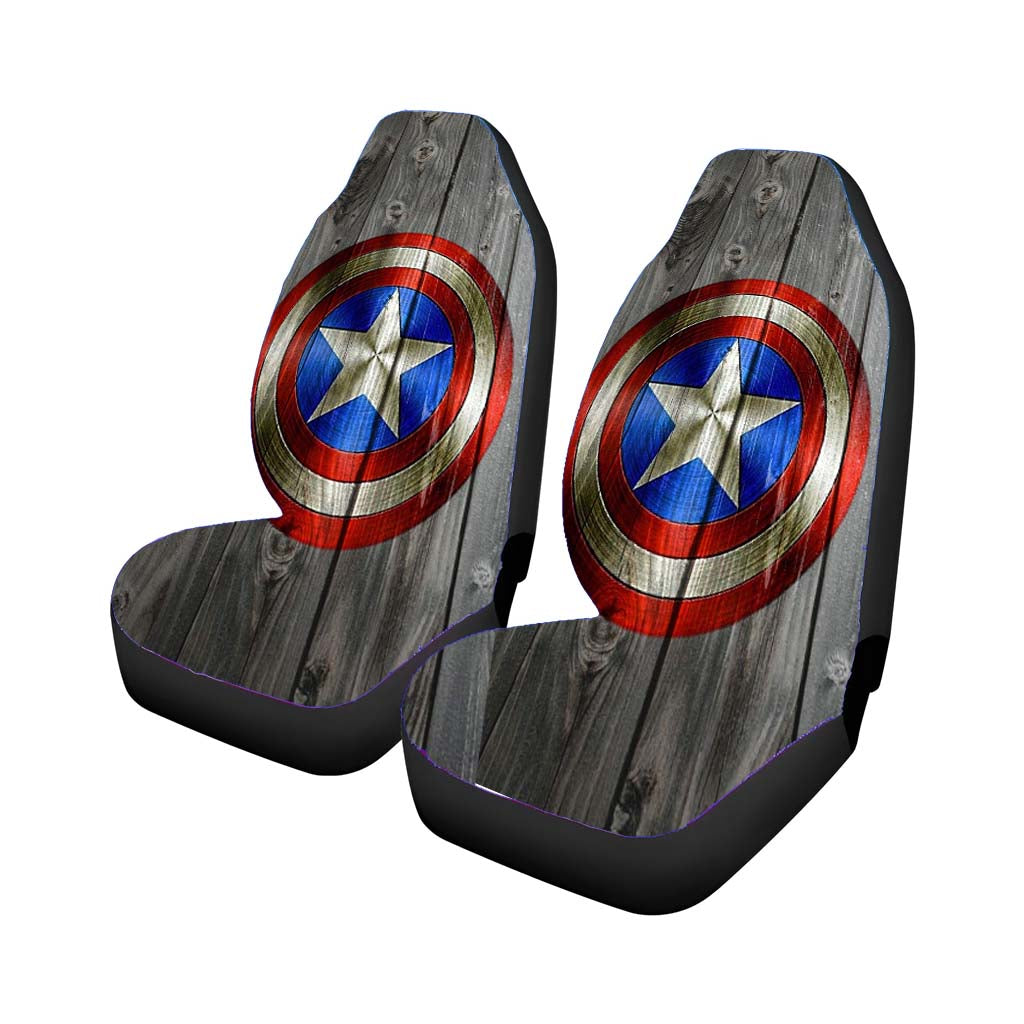 Captain America Shield Wood Rear Car Seat Covers