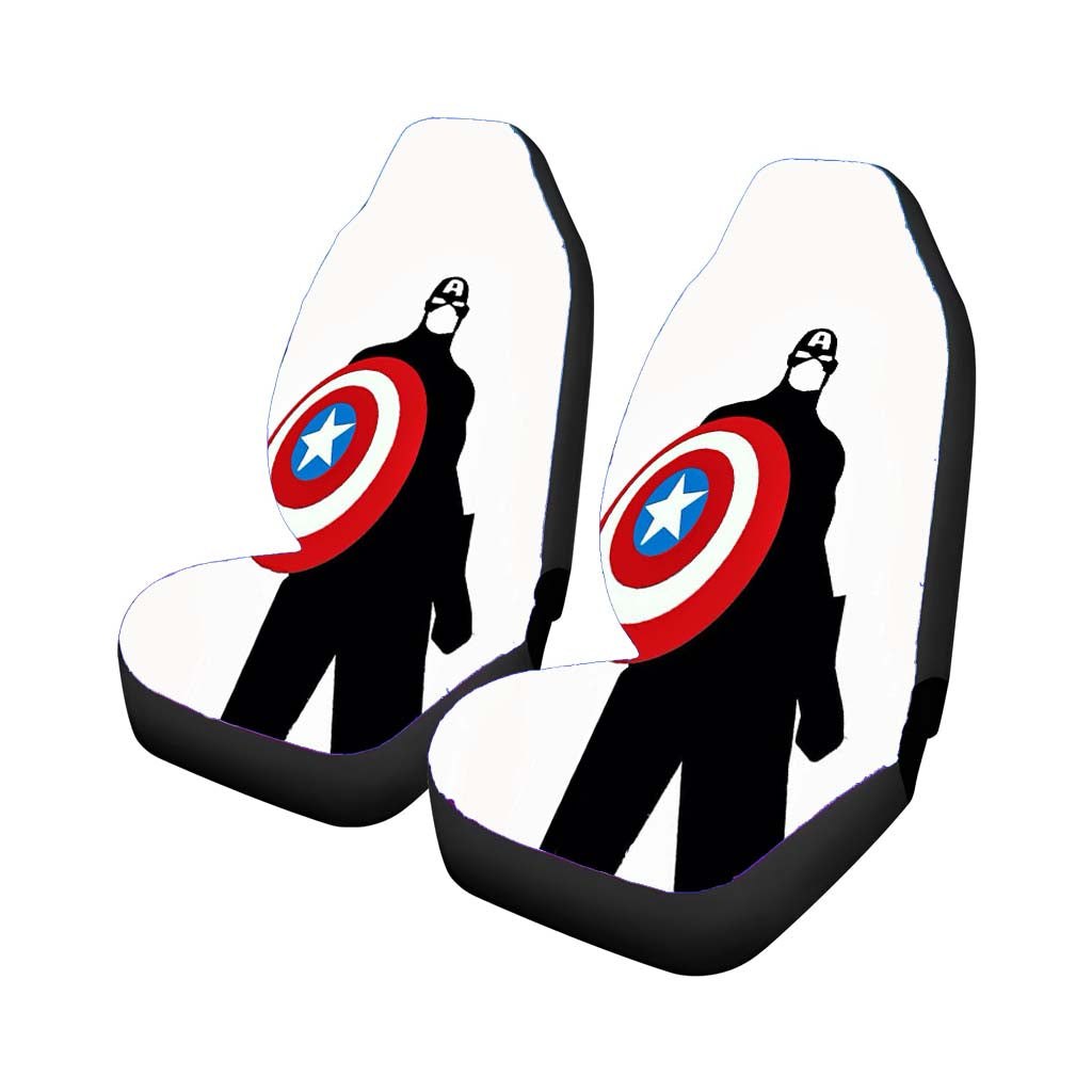 Captain America White Background Rear Car Seat Covers