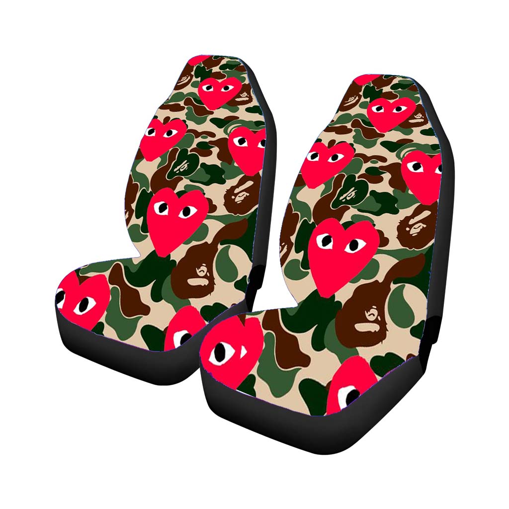 Cdg Chamo Pattern Bape Style Rear Car Seat Covers