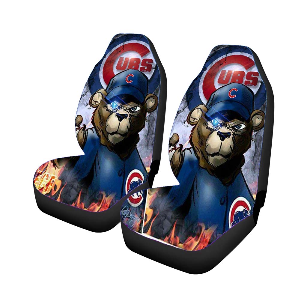 Chicago Cubs Bear Art Rear Car Seat Covers