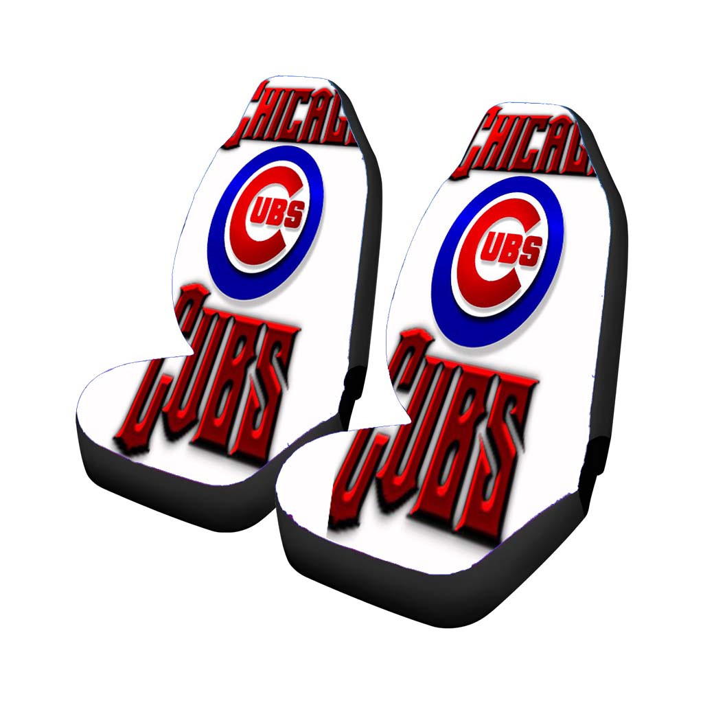Chicago Cubs Red Text Chrome Rear Car Seat Covers