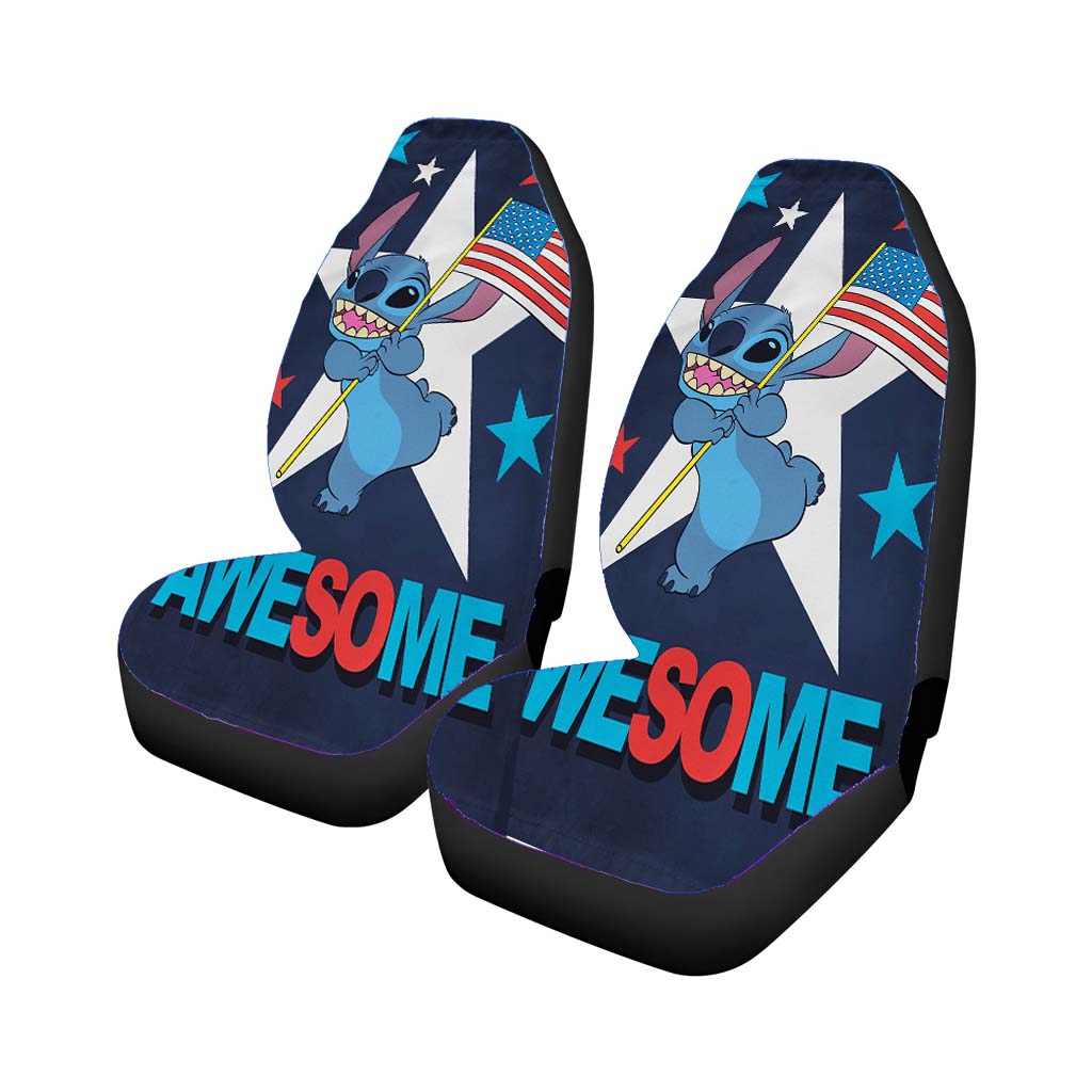 Disney Stitch Patriotic Awesome Rear Car Seat Covers