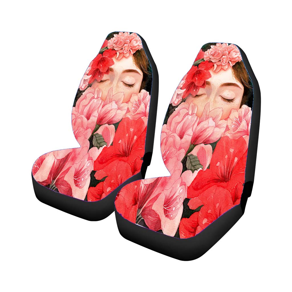 Flower Crown Girl Rear Car Seat Covers