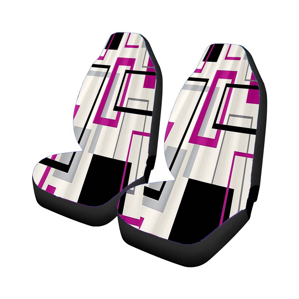 Geometric In Pink, Black, And Gray, Bold Modern Rear Car Seat Covers