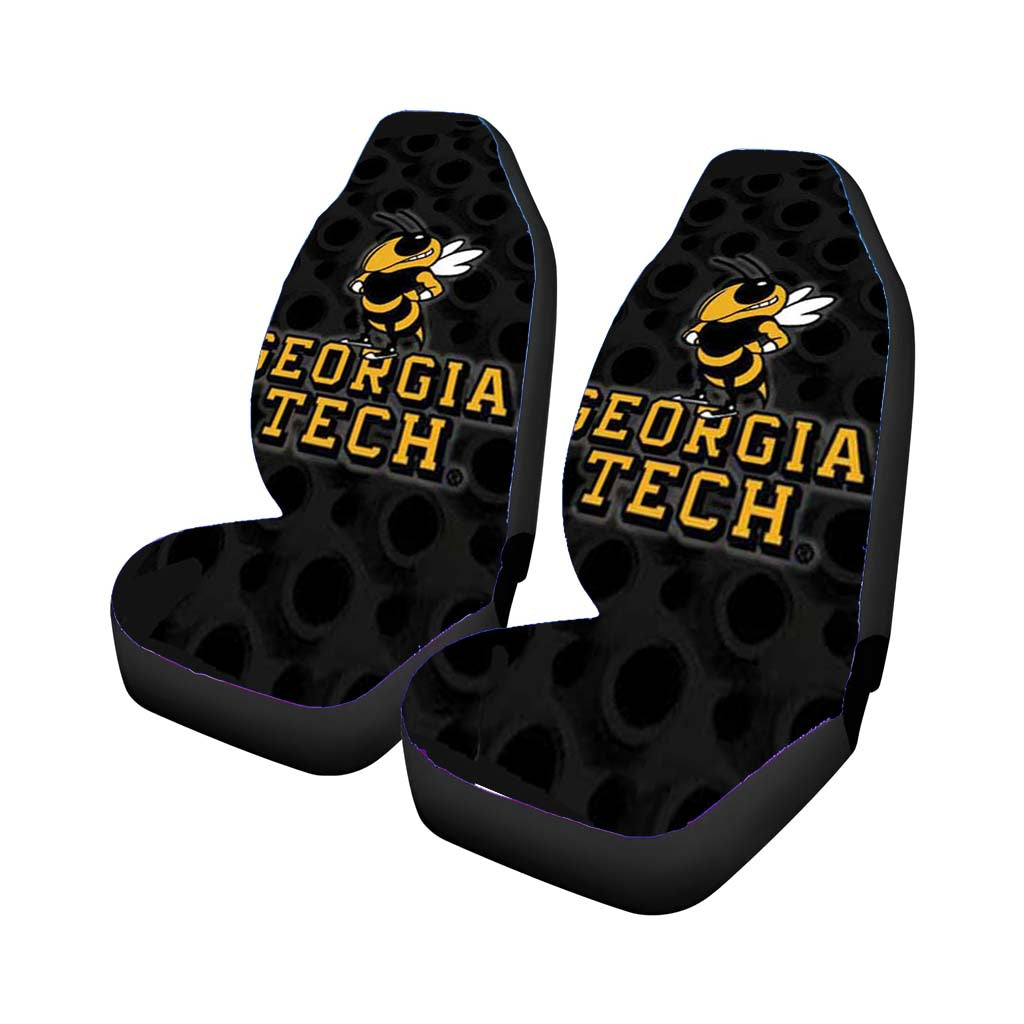 Georgia Tech Logo Over Blk Rear Car Seat Covers