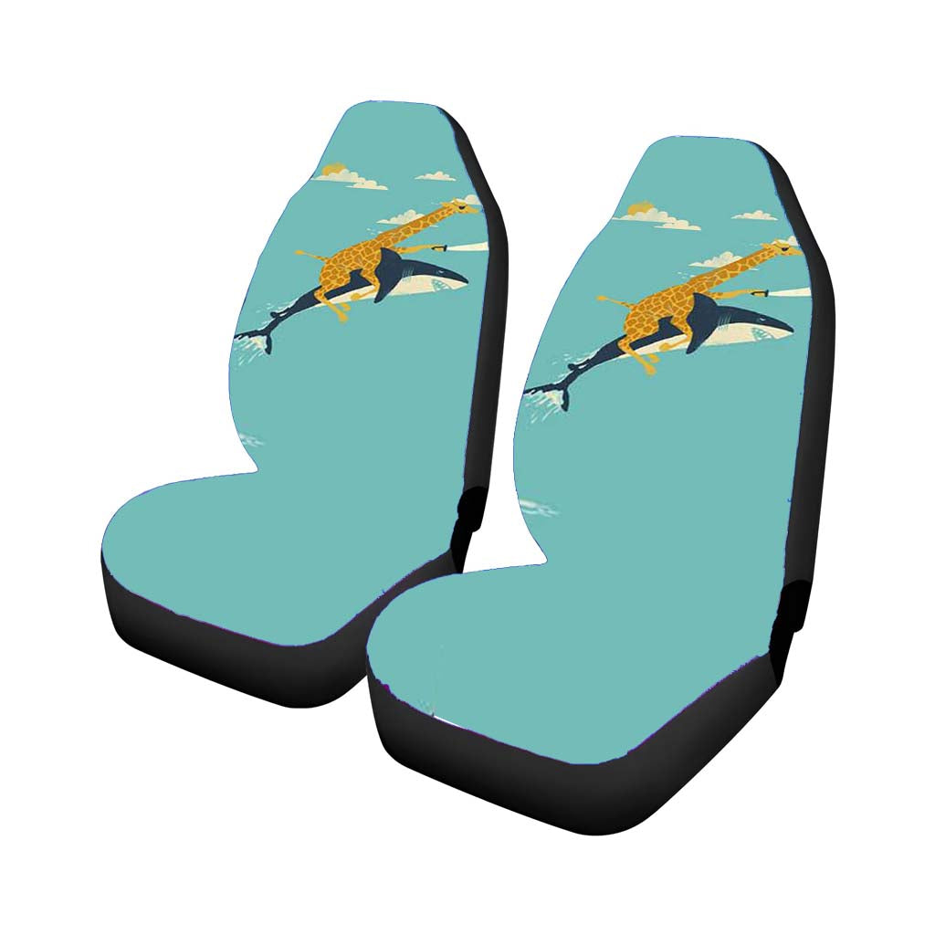 Giraffe Riding Shark Rear Car Seat Covers