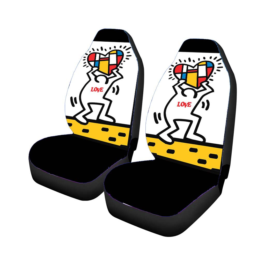 Keith Haring Lover Destil Pattern Rear Car Seat Covers
