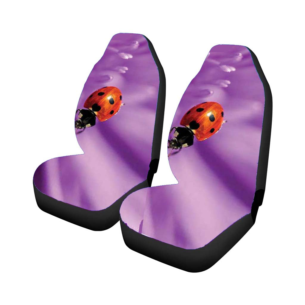 Lady Bug Purple Flower Closeup Rear Car Seat Covers
