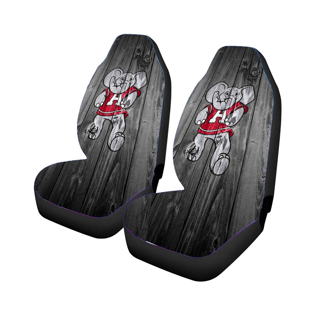 Alabama Crimson Tide Elephant Logo Dark Wood Wallpaper Car Seat Covers