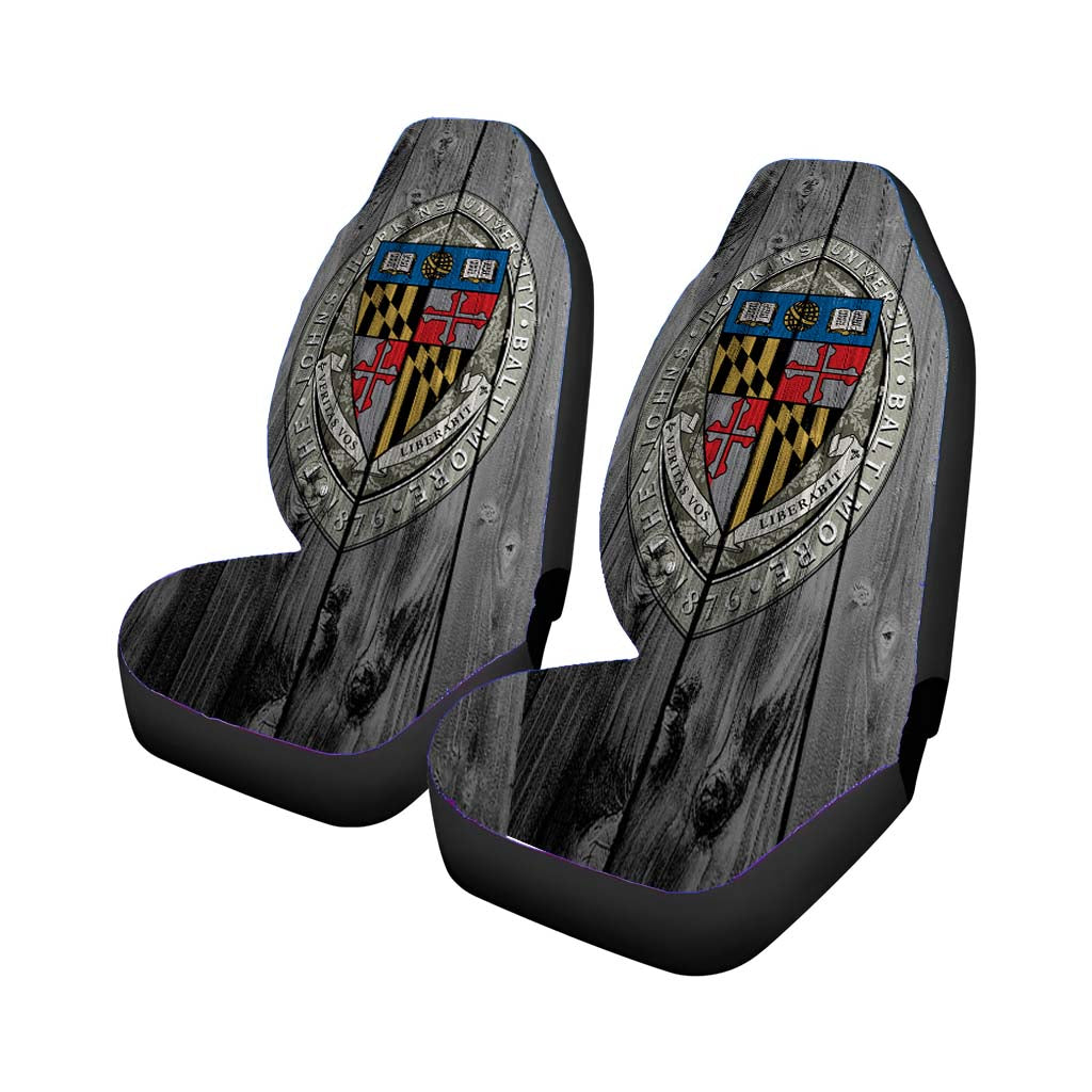 Baltimore University John Hopkins Logo Dark Wood Wallpaper Car Seat Covers