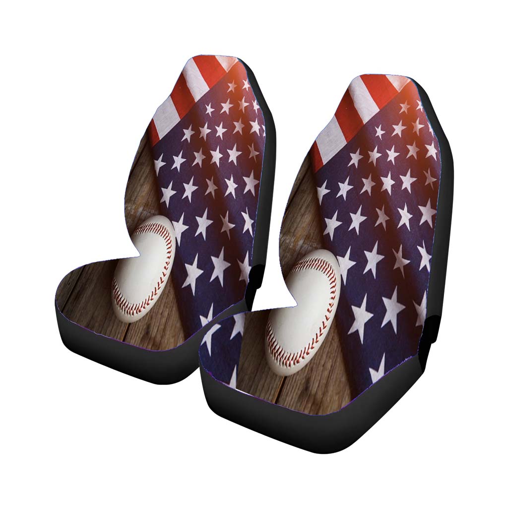 Baseball Ball And Flag Car Seat Covers
