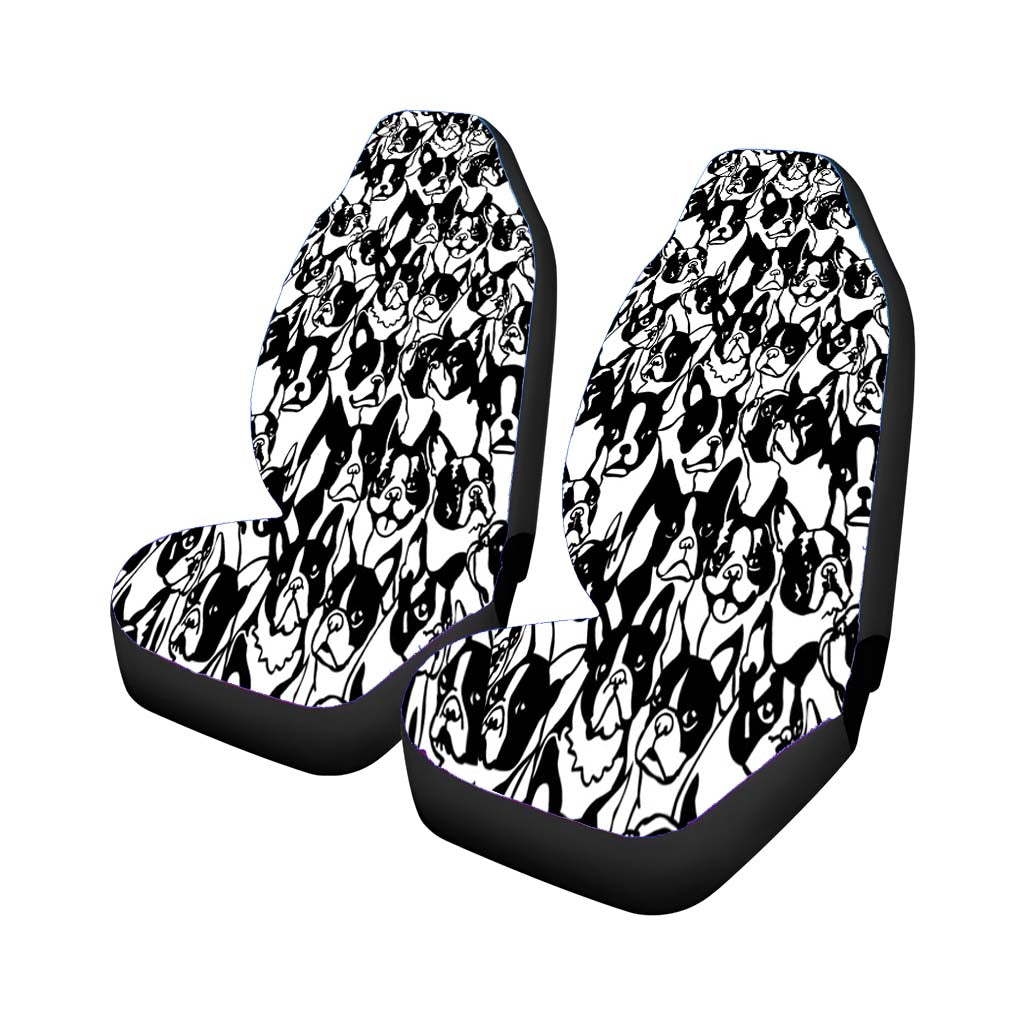 Black White Boston Terrier Pattern Car Seat Cover Waterproof Protection