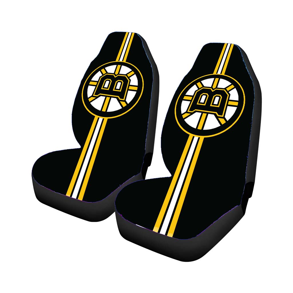 Black Yellow Boston Bruins Logo Car Seat Covers