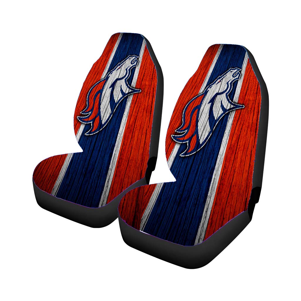 Broncos Denver Logo Wood Texture Car Seat Covers