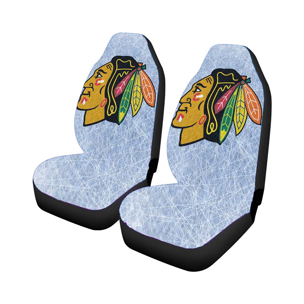 Chicago Blackhawks Ice Texture Logo Wallpaper Car Seat Covers
