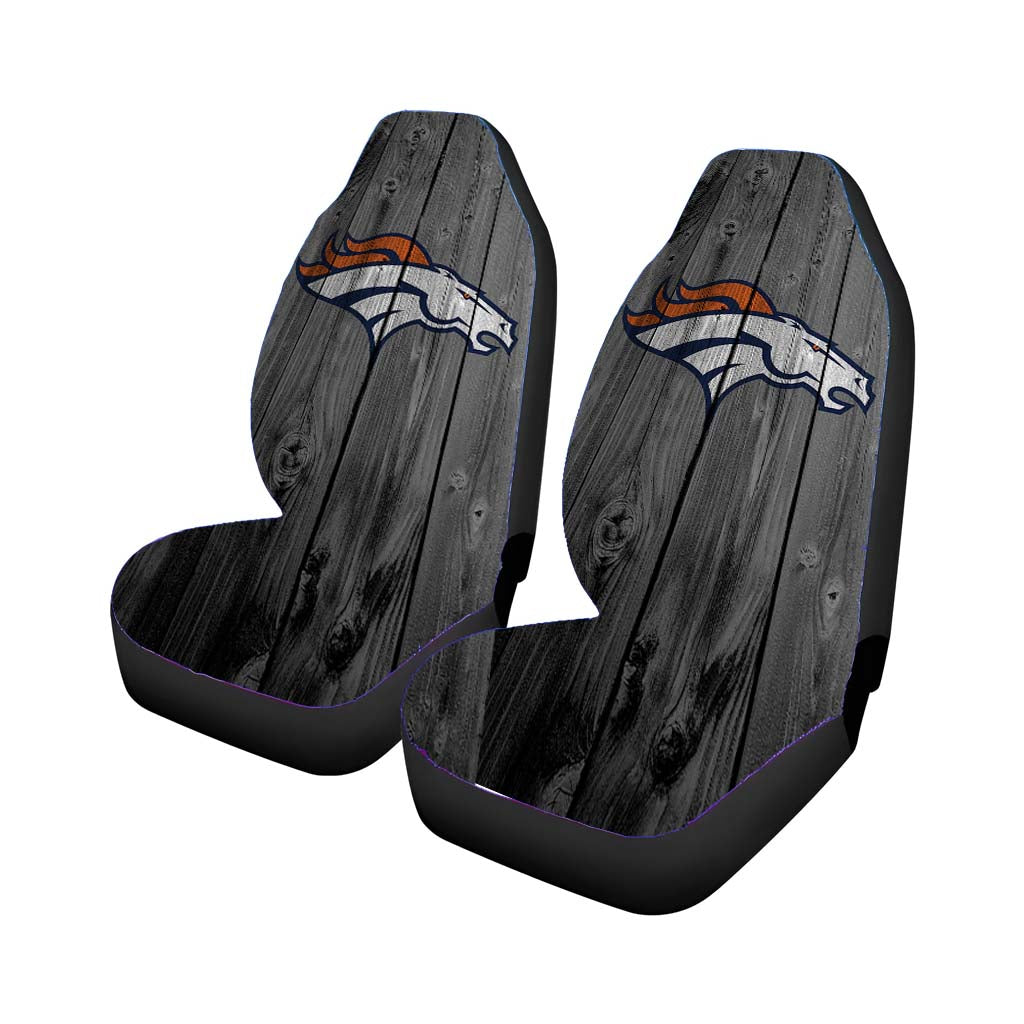 Denver Broncos Nfl Logo Dark Wood Wallpaper Car Seat Covers