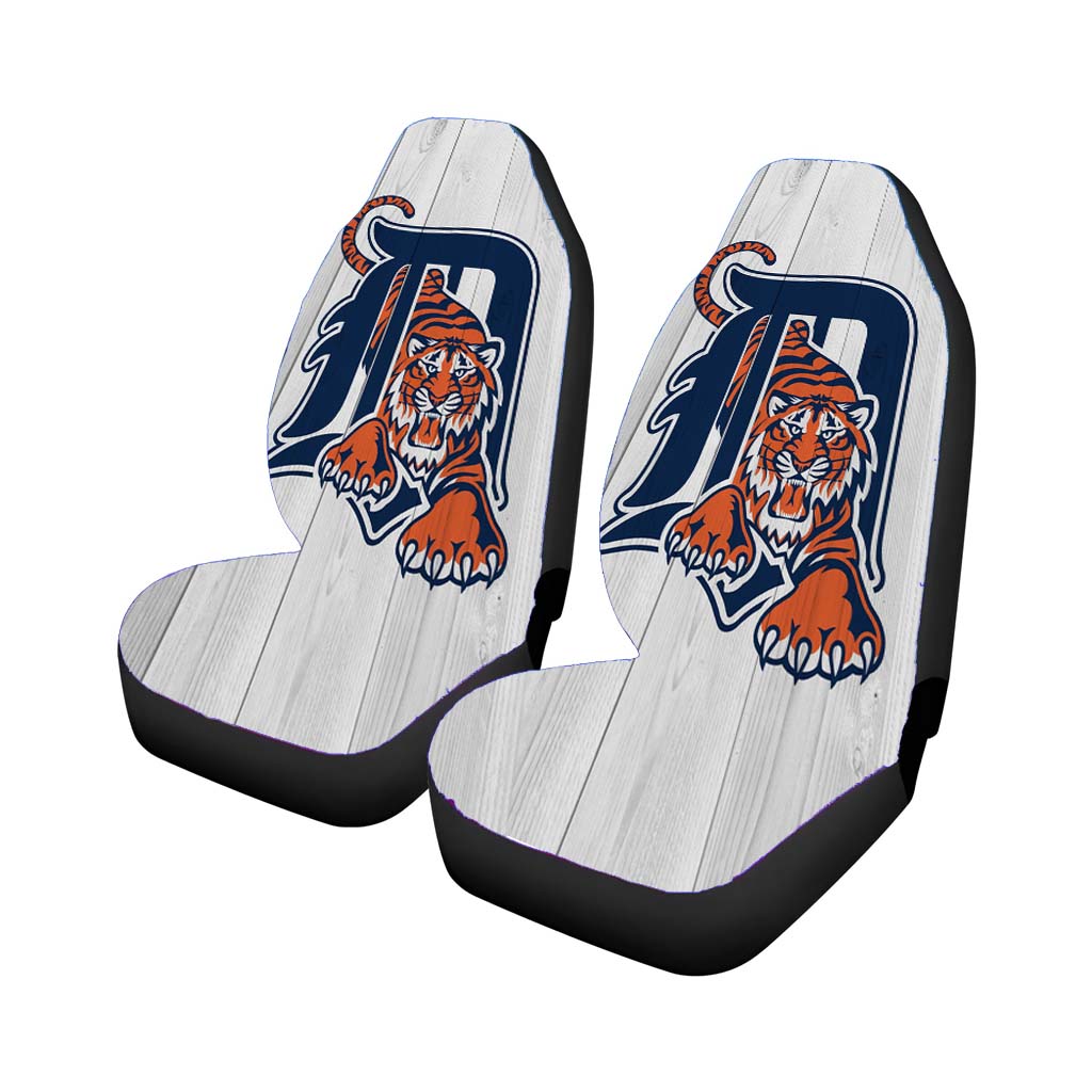 Detroit Tigers Mlb Logo White Wood Wallpaper Car Seat Cover Waterproof Protection
