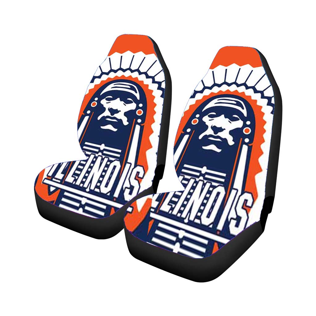 Fighting Illini Logo Orange Rear Car Seat Covers