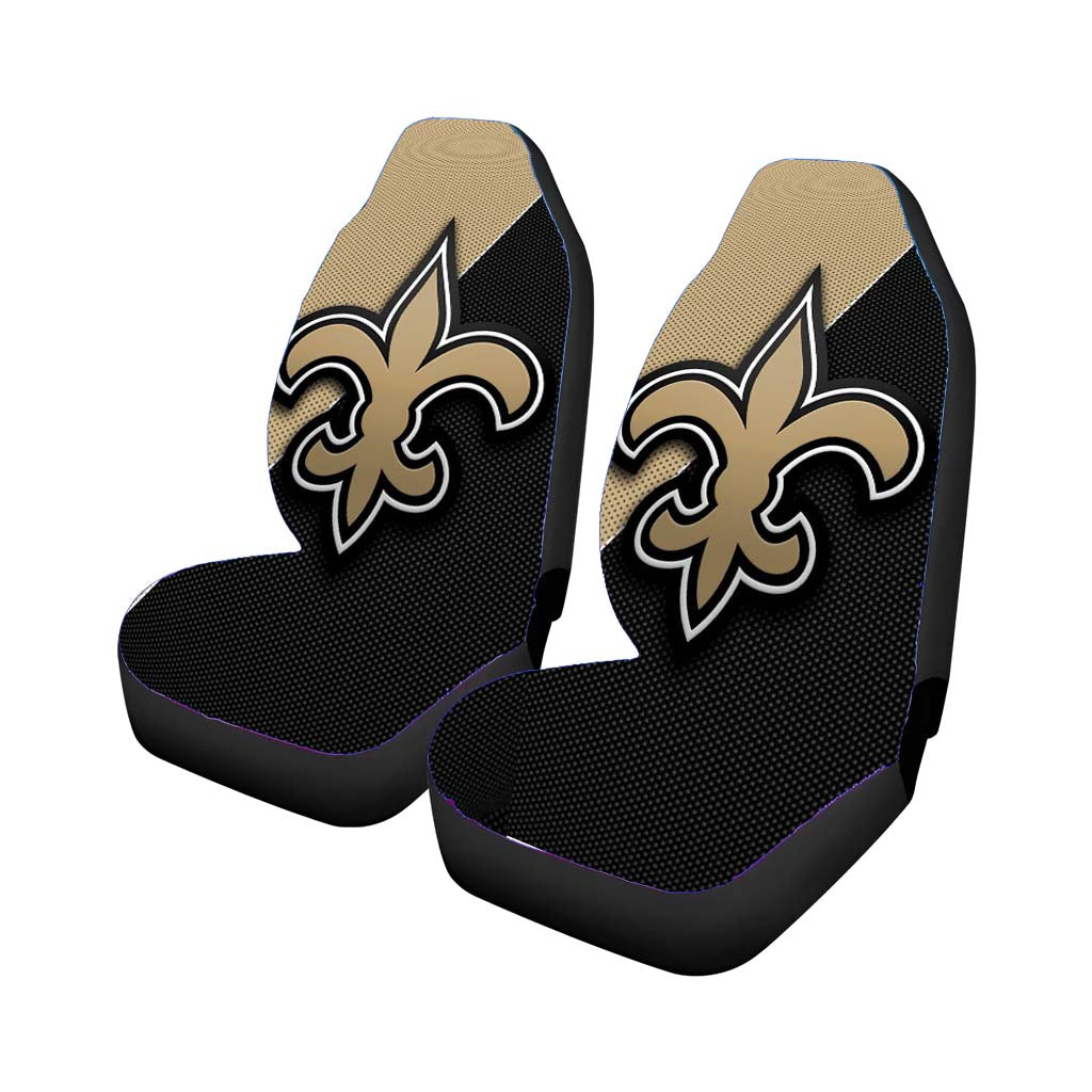 Gold Black Carbon New Orleans Saints Logo Car Seat Covers