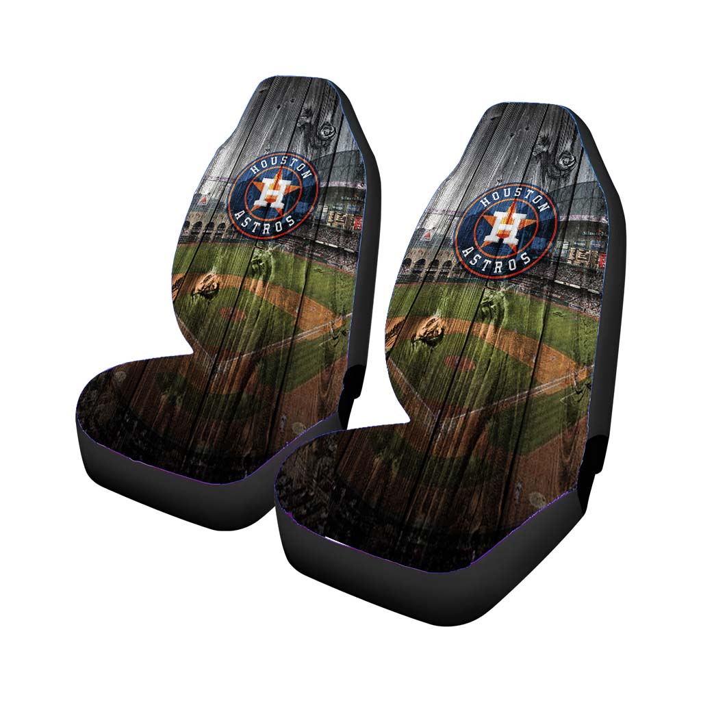 Houston Astros Mlb Stadium Logo Dark Wood Wallpaper Car Seat Covers
