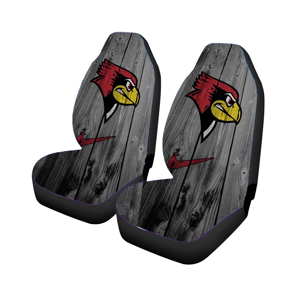 Illinois State University Redbirds Logo Dark Wood Wallpaper Car Seat Covers