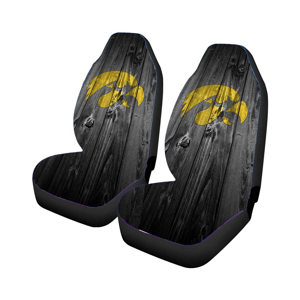 Iowa Hawkeyes Nba Logo Dark Wood Wallpaper Car Seat Covers