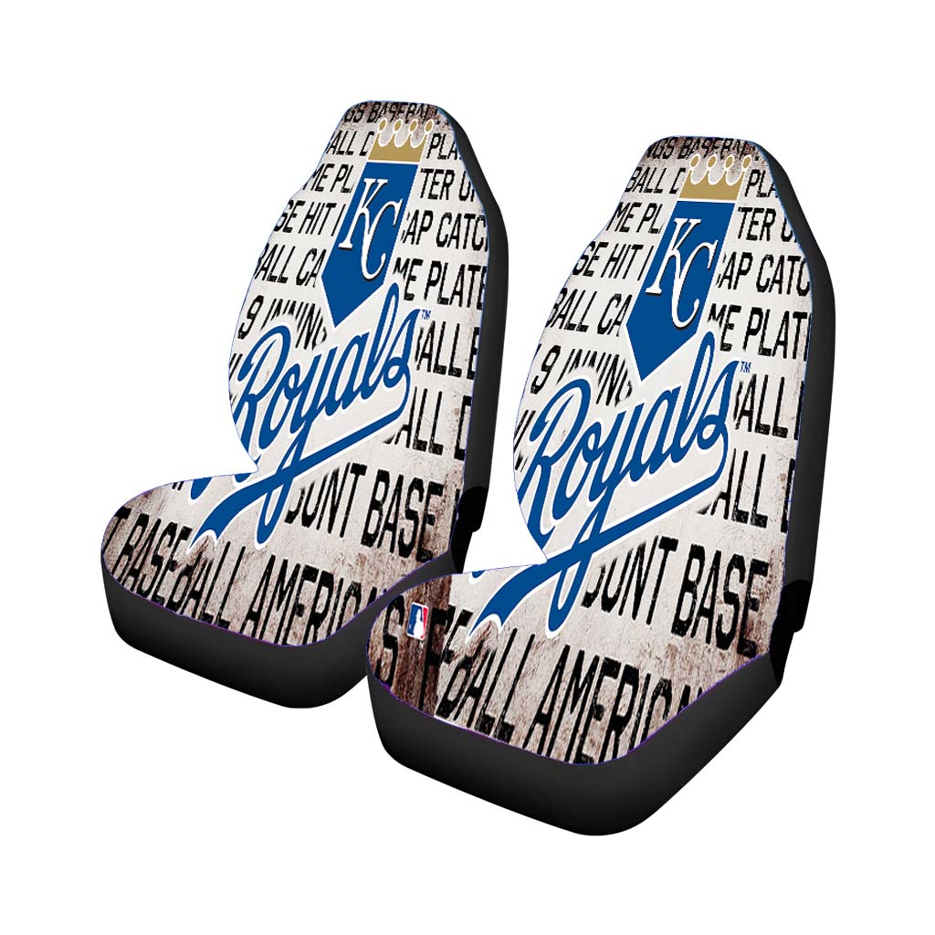 Kansas City Royals Logo On Typography Car Seat Covers