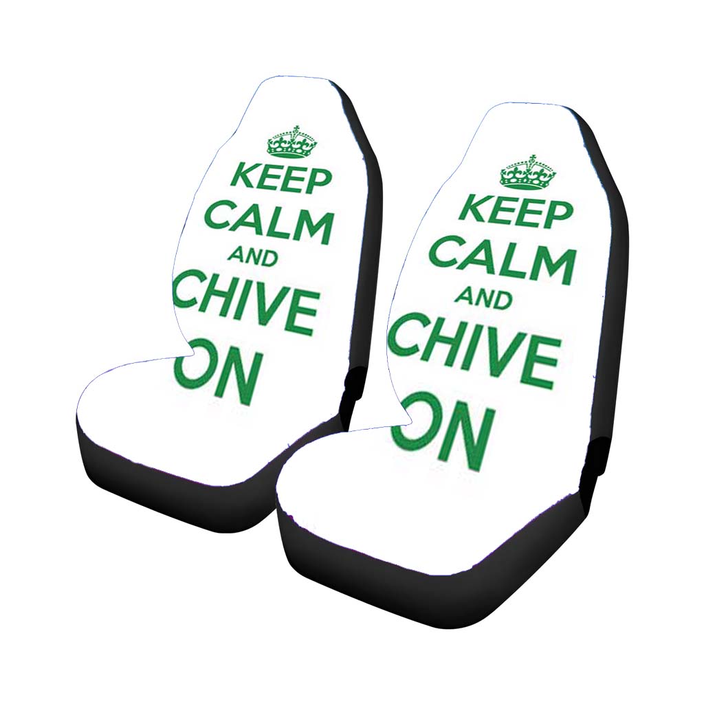 Keep Calm Chive On Green White Car Seat Covers