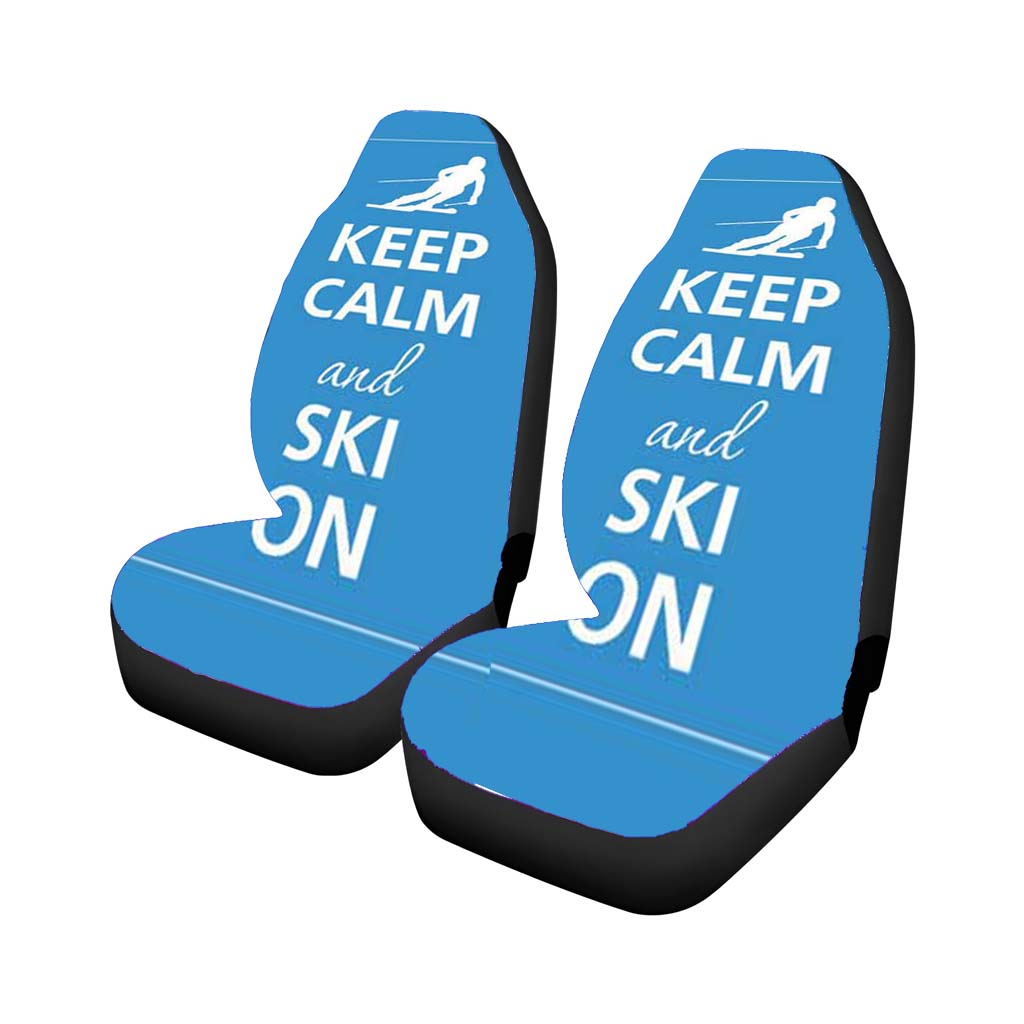 Keep Calm Ski On Blue Bkg Car Seat Covers