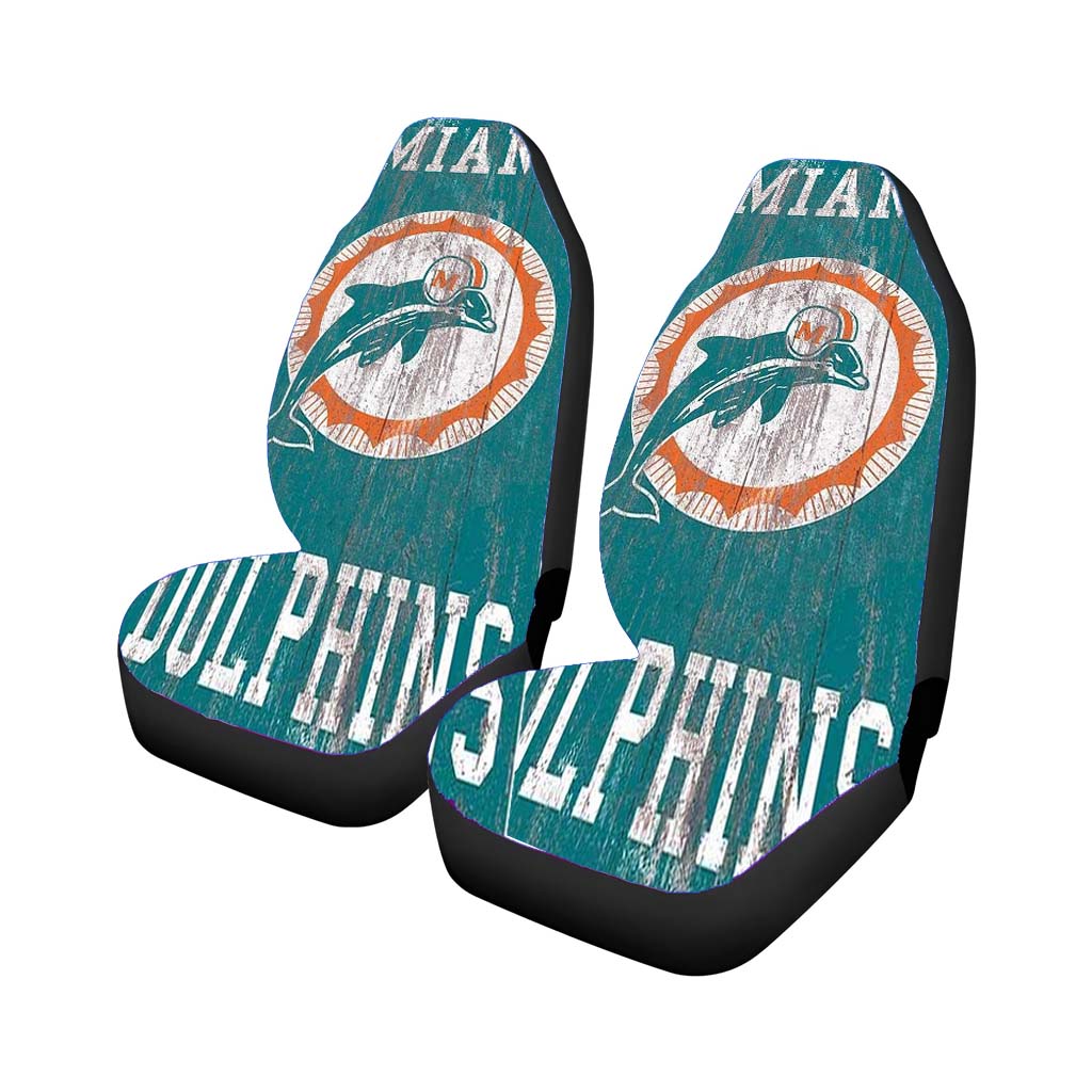 Miami Dolphins Wood Texture Style Car Seat Covers