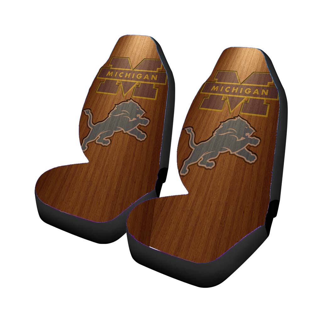 Michigan Lions Logo Wood Wallpaper Car Seat Covers