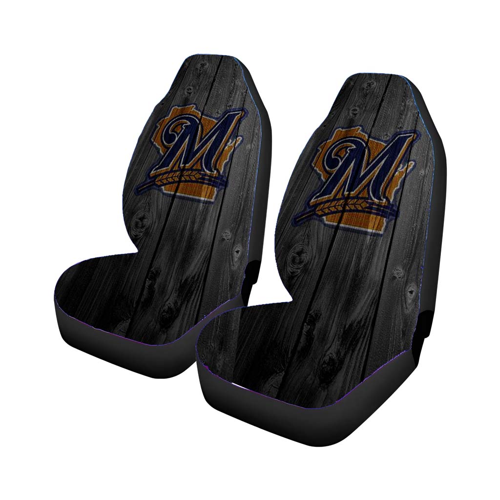 Michigan Logo Dark Wood Wallpaper Car Seat Covers