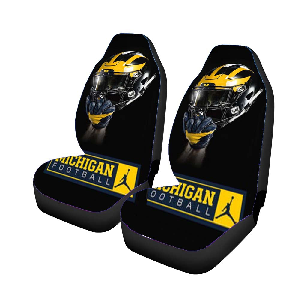 Michigan Wolverines Helmet 2 Car Seat Covers