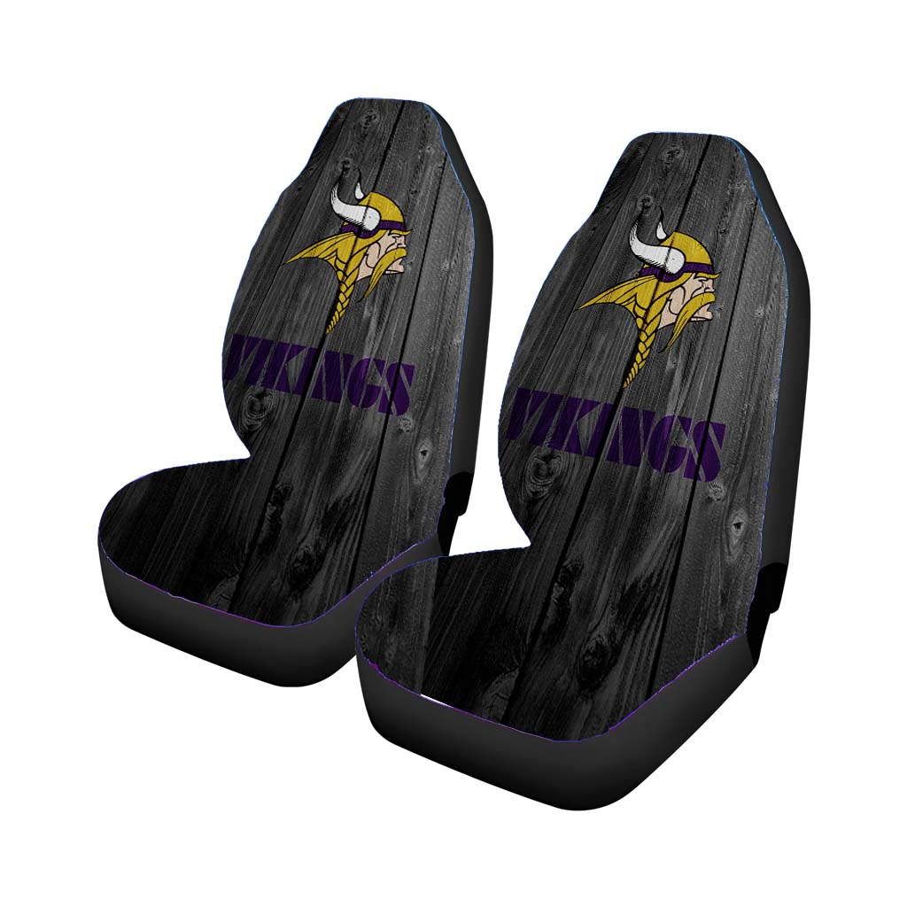 Minnesota Vikings Nfl Logo Dark Wood Wallpaper Car Seat Covers