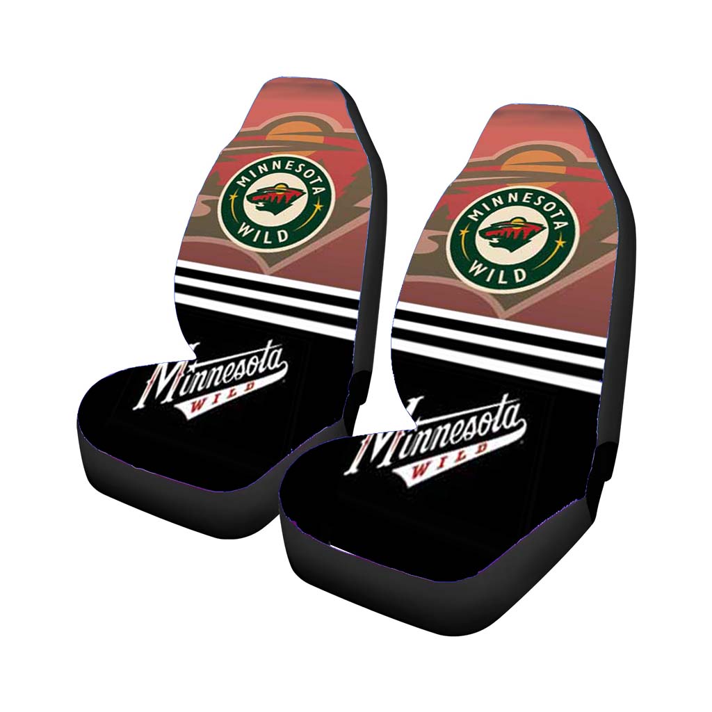 Minnesota Wild Logos Stripes Red Fade Car Seat Covers