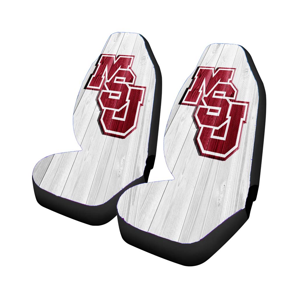 Mississippi State Cowbells University Logo White Wood Wallpaper Car Seat Covers