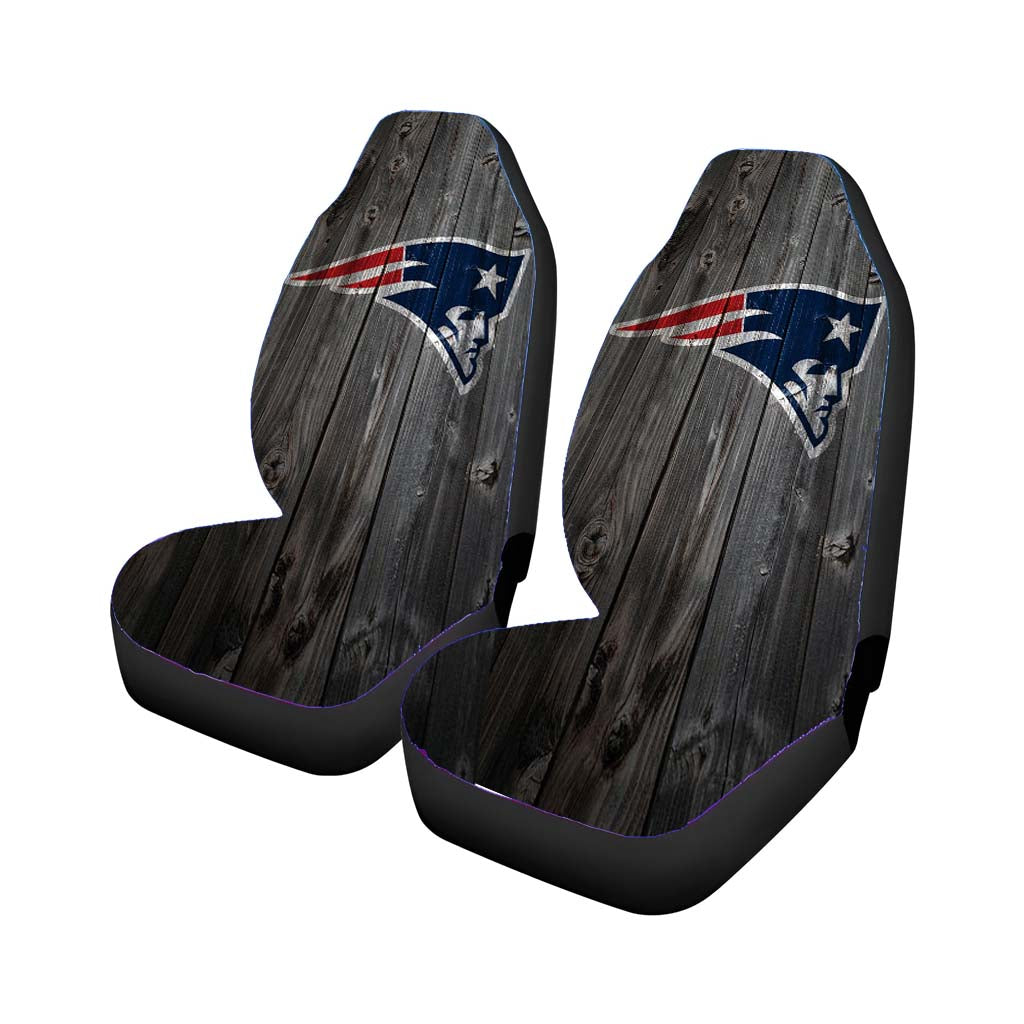 New England Patriots Nfl Logo Dark Wood Wallpaper Car Seat Covers