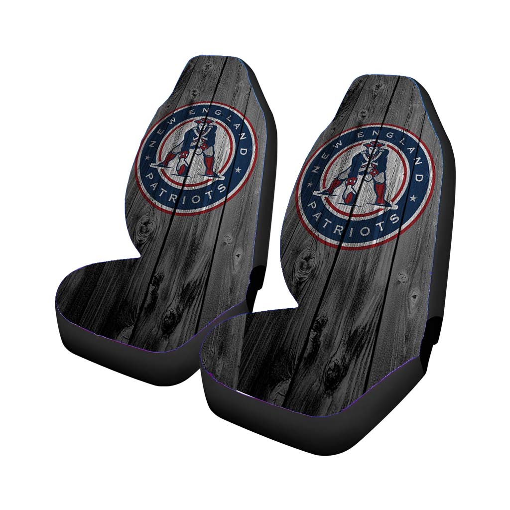 New England Patriots Throwback Logo Dark Wood Car Seat Covers