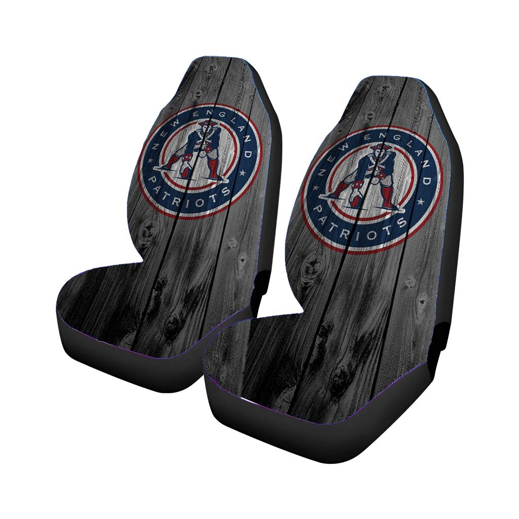 New England Patriots Throwback Logo Dark Wood Wallpaper Car Seat Cover Waterproof Protection