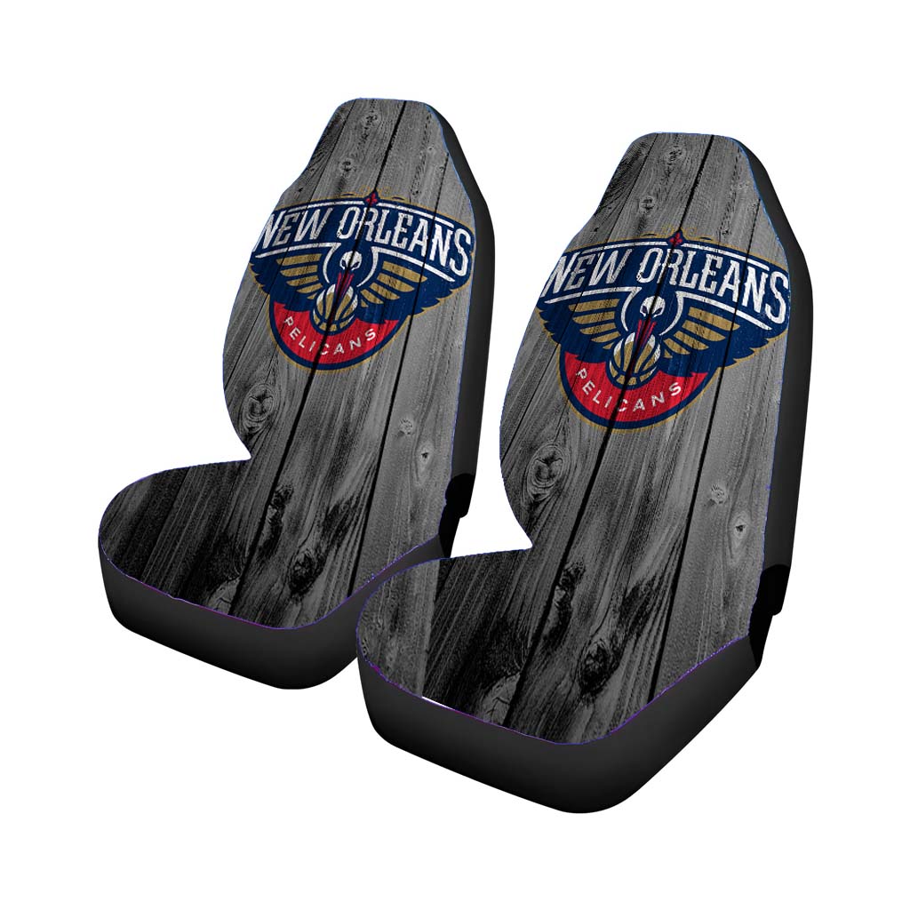 New Orleans Pelican Nba Logo Dark Wood Wallpaper Car Seat Covers