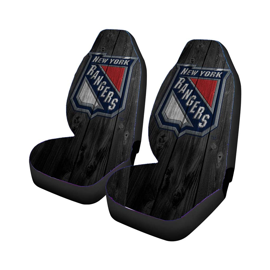 New York Rangers Nhl Logo Dark Wood Car Seat Covers