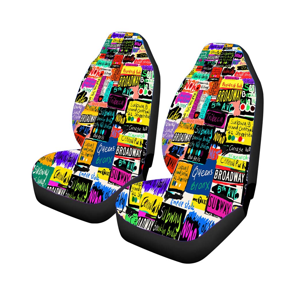 New York Words Design Car Seat Covers