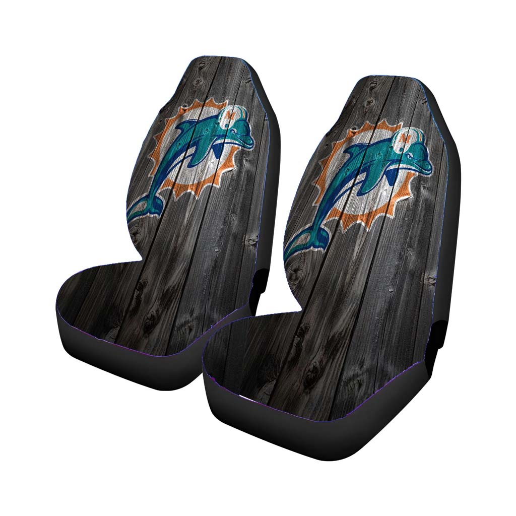 Old Miami Dolphins Nfl Logo Dark Wood Wallpaper Car Seat Covers