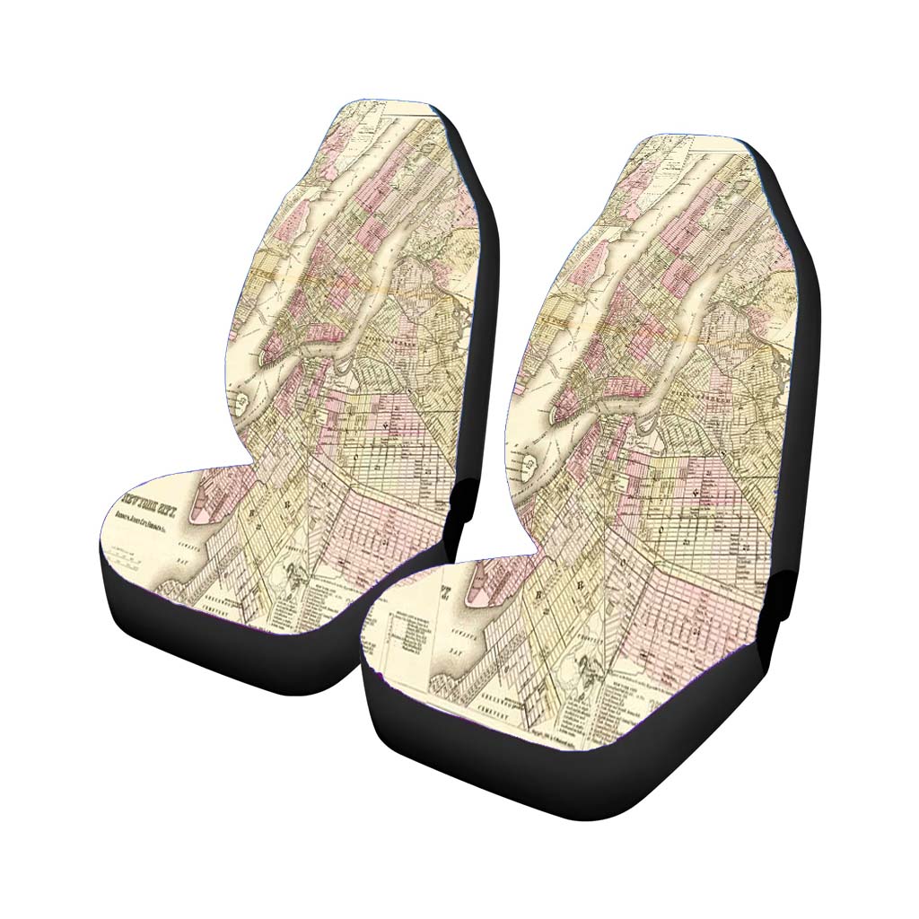 Old New York City Map Car Seat Cover Waterproof Protection