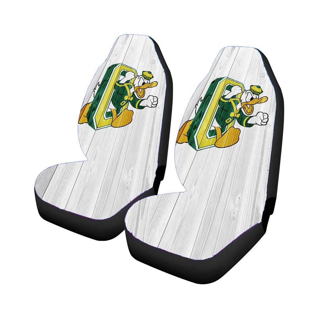 Oregon Ducks University Nfl Logo White Wood Wallpaper 2 Car Seat Cover Waterproof Protection